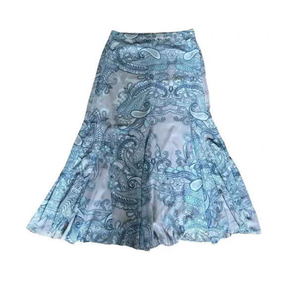 Banana Republic Blue White Maxi Skirt Paisley Long 10 - Picture 2 of 8